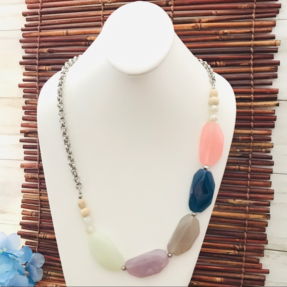 Loft Necklace large Pink & Blue Beads NWT